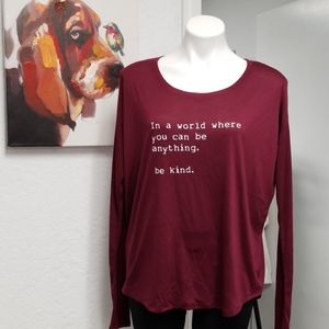 Burgundy long sleeve flowy tee